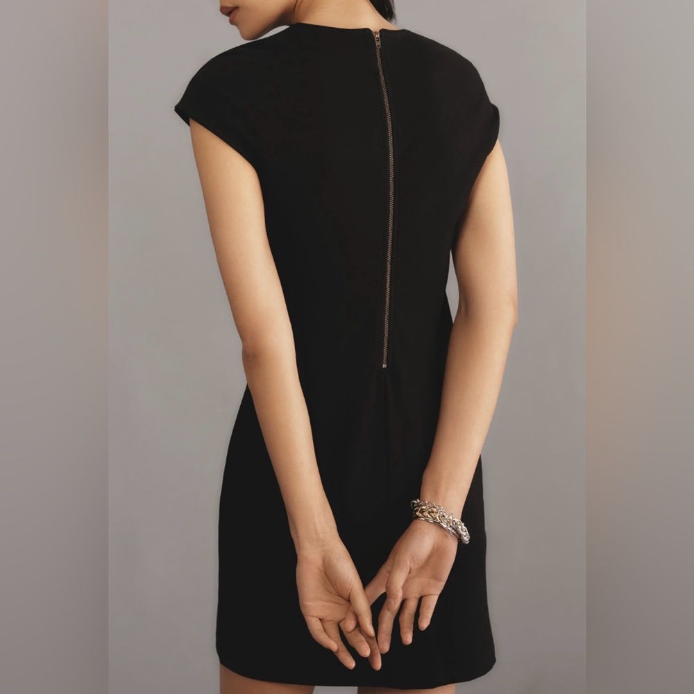 Anthropologie Maeve Cap-Sleeve Slim Black Mini Dress Large - Picture 2 of 10